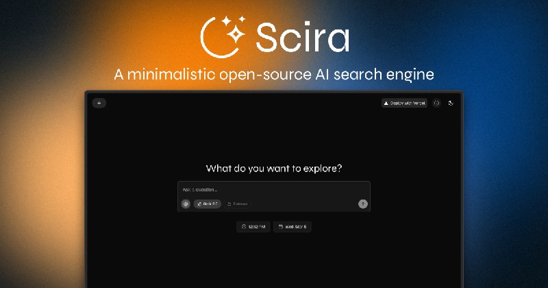 8. Scira AI 2.0标语：一款简约的、由人工智能驱动的开源搜索引擎