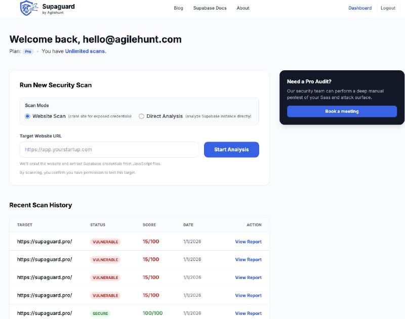 9. Supaguard 标语：扫描、检测并保护你的 Supabase 数据介绍：我见过很多使用 Supabase 的应用程序不小心泄露了个人身份信息（PII）、支付卡信息（PCI）或者硬编码密钥