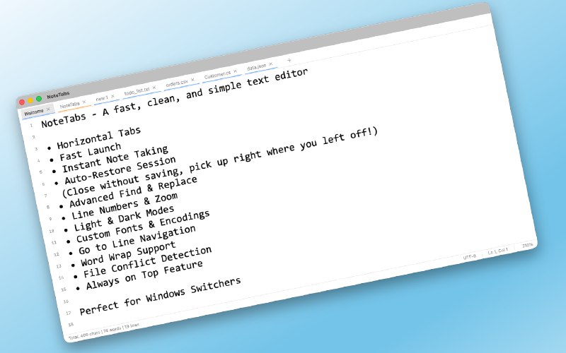 6. NoteTabs标语：支持水平标签页和自动恢复功能的原生 macOS 文本编辑器介绍：还在怀念在Mac上使用记事本++（Notepad++）时的标签页功能吗？来试试NoteTabs吧