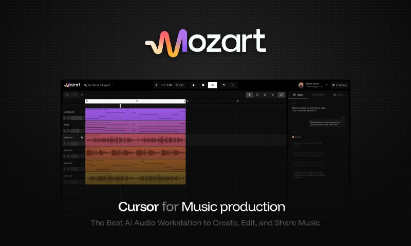 2. Mozart AI v0.5 标语：音乐制作光标解释：“cursor”常见释义为“光标” ，“for making music”表示用途，即用于音乐制作，整体意思就是音乐制作时使用的光标
