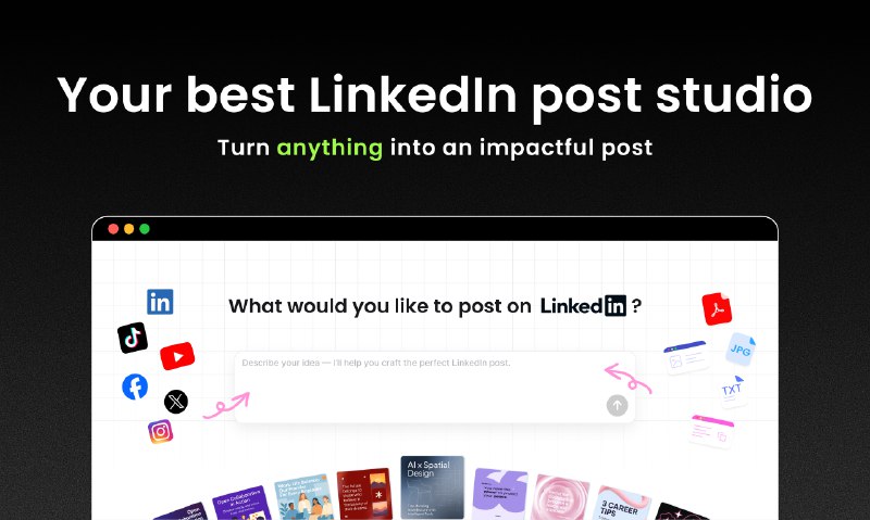 PH今日热榜 | 2025-10-291. Dynal.AI标语：你的领英（LinkedIn）帖子创作室：从素材到影响力打造介绍：只需几分钟，就能把想法、链接、PDF文件和图片转化为可直接发布到领英（LinkedIn）上的帖子