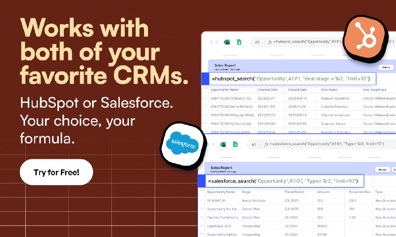 2. MCP for Google Sheets标语：使用原生公式直接连接到Salesforce和HubSpot