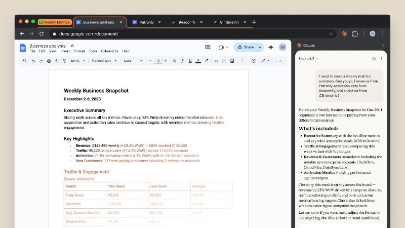 3. Claude in Chrome标语：让克劳德（Claude）在你的浏览器里实现查看、点击、输入和导航操作吧