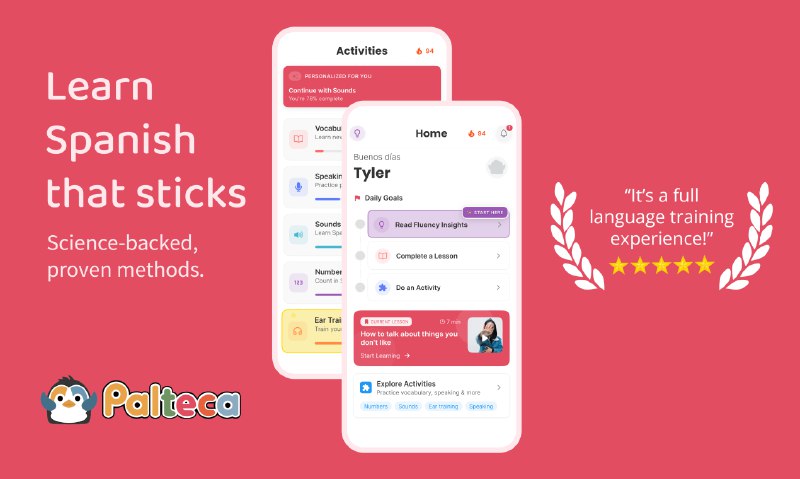 8. Palteca标语：一款全新的西班牙语学习应用程序，它不提供翻译功能