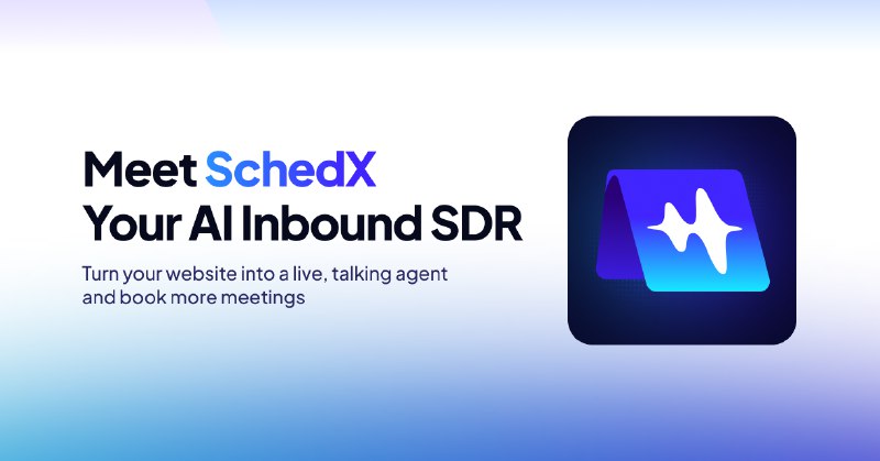 2. SchedX标语：把你的网站变成一个能实时交流的特别数据响应（SDR）智能助手 注：SDR在不同语境有不同含义，这里没有更多背景信息，一般在销售领域SDR是Sales Development Representative（销售拓展代表） ，在通信领域SDR是Software Defined Radio（软件定义无线电） ，你可根据实际情况调整