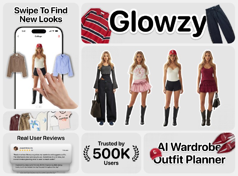 5. Glowzy标语：试穿衣服，搭配你的穿搭