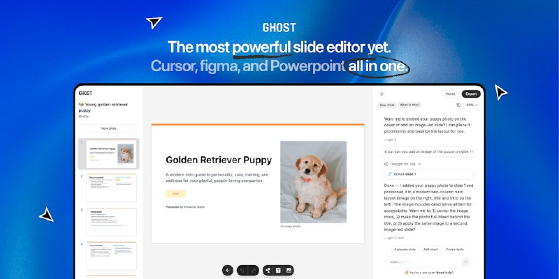 Cursor, Figma, and Powerpoint all in one editor 🔥 - Ghost | Product Hunt