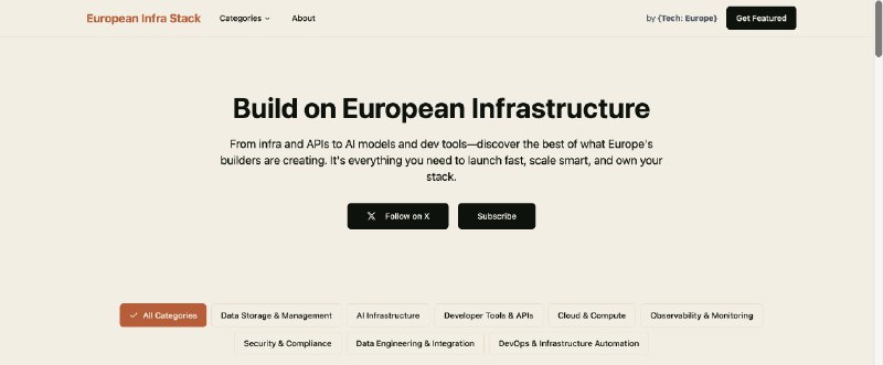 9. The European Infra Stack标语：欧洲以外的基础设施公司名录介绍：欧洲基础设施堆栈——依托欧洲制造的基础设施开展你的下一个项目
