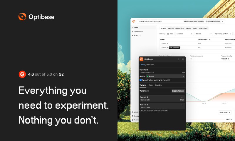 9. Optibase: Beyond A/B Testing标语：直接在 Webflow 里进行 A/B 测试、分割测试和多变量测试