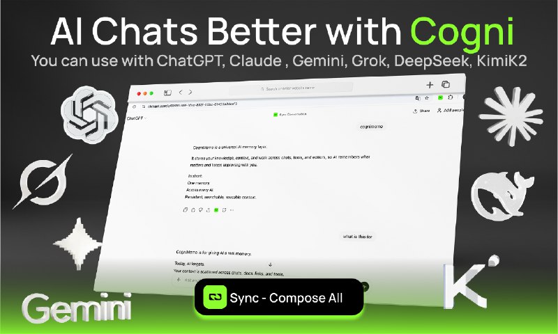 10. CogniMemo Extension标语：一款能在你工作场景中使用的人工智能记忆工具介绍：认知备忘录（CogniMemo）能助力你的人工智能拥有记忆能力