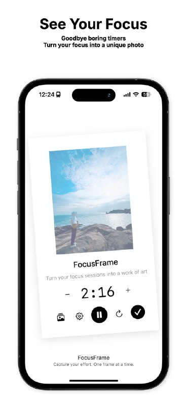 7. FocusFrame标语：一款可视化计时器，能把你的努力化作艺术杰作
