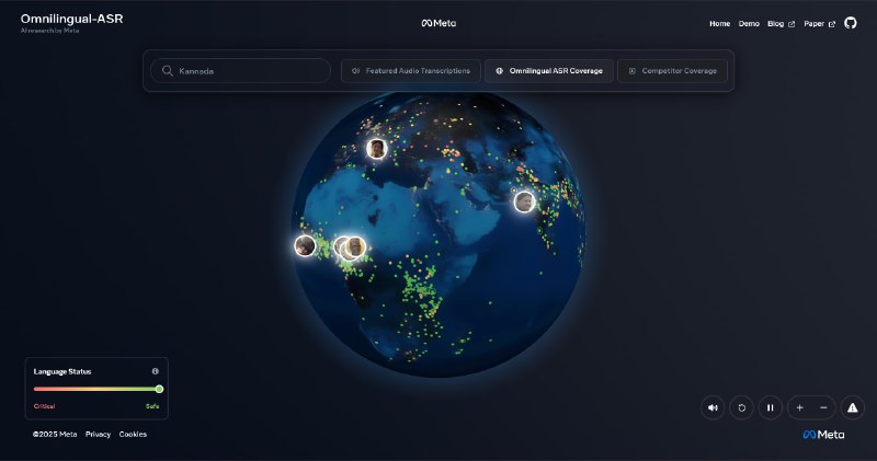 10. Omnilingual ASR标语：推动超1600种语言的自动语音识别技术发展介绍：Meta公司的通用多语言自动语音识别（Omnilingual ASR）是一款开源（遵循Apache 2.0许可协议）的语音识别模型，它能支持1600多种语言