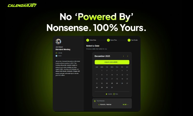 7. CalendarJet标语：带有品牌预约页面和你自有域名的人工智能调度系统这个系统结合了人工智能调度功能，让预约安排更智能高效