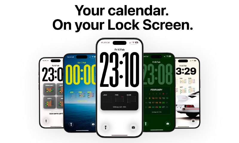 8. Calendarly标语：将你的日历变成动态锁定屏幕壁纸