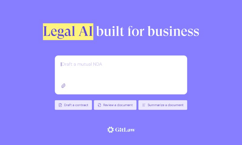 4. GitLaw Agent标语：能免费起草和审核法律文件的人工智能介绍：和GitLaw聊一聊，就能马上起草合同、审核法律文件，还能轻松理解法律条款