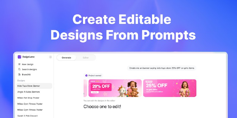 DesignLumo: Generate editable designs and ads in seconds | Product Hunt