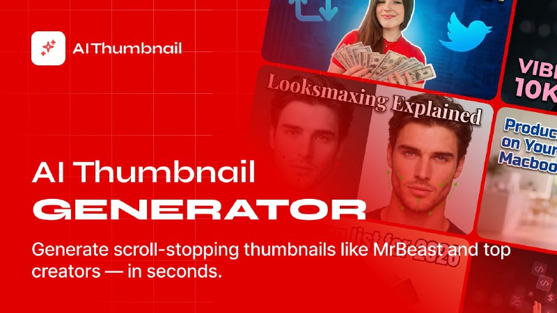 10. AI Thumbnail标语：瞬间就能把任意缩略图变成你自己的