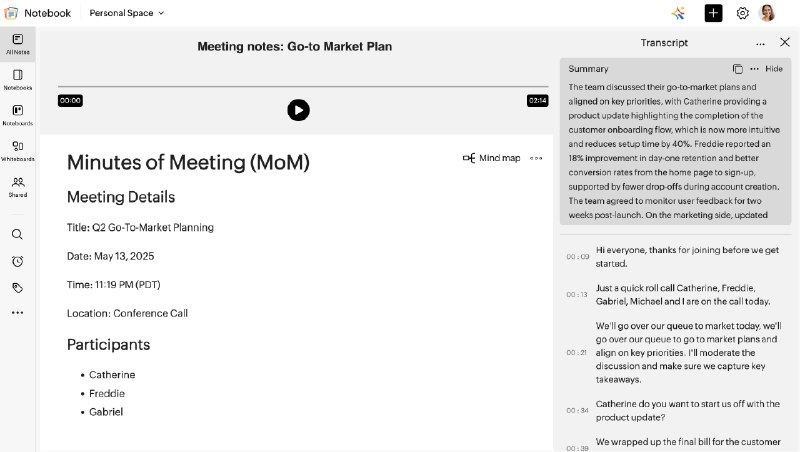 5. Notebook AI标语：由人工智能强力加持的笔记工具这里“supercharged”原意是“增压、增强”，结合语境可理解为笔记工具借助AI获得了强大的功能提升，所以意译为“强力加持” 