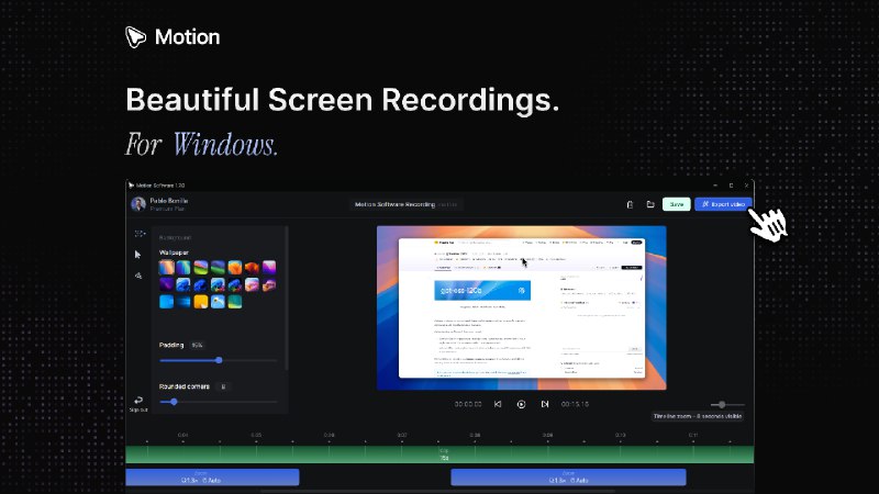 PH今日热榜 | 2025-08-311. Motion Software标语：在 Windows 系统上轻松录制出超棒的屏幕画面