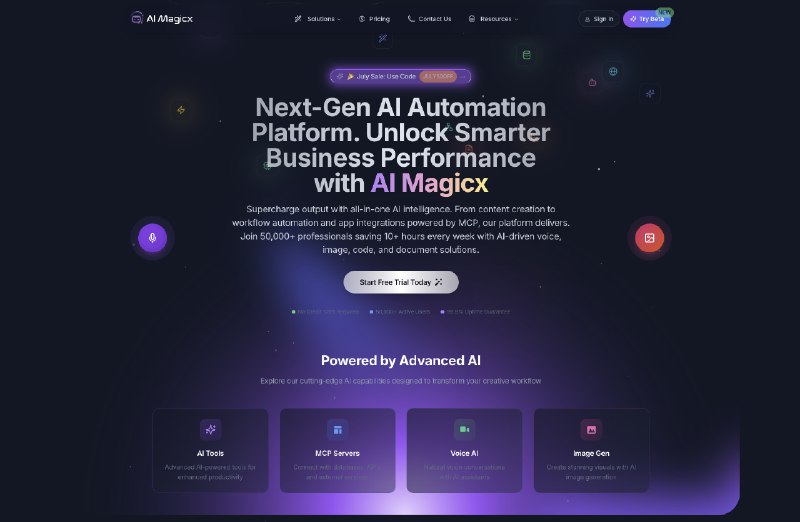 9. AI Magicx标语：一体化人工智能工作空间：集内容创作、代码编写、设计工作与应用程序编程接口（API）功能于一体介绍：AI Magicx 是一款集多种功能于一体的创意人工智能强大工具，它能生成标志和图像，还能搭建聊天机器人、编写代码、编辑文档等等
