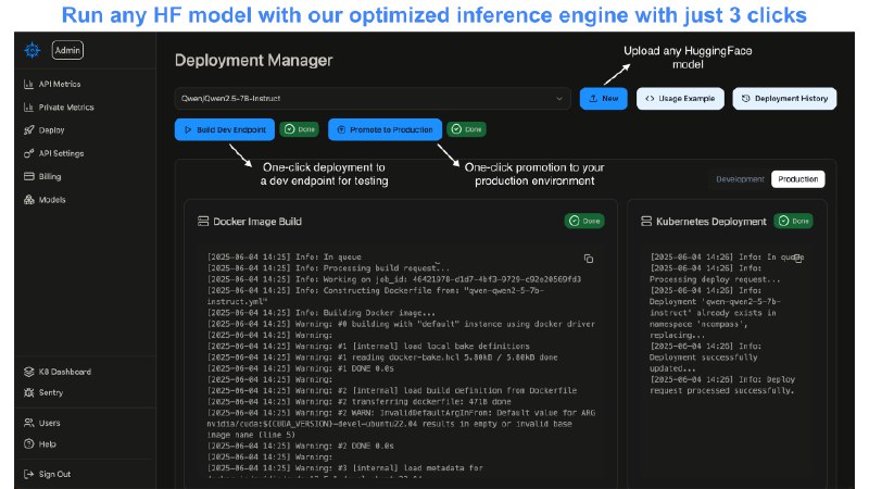 7. nCompass Tech标语：可靠、可扩展且快速地对任意Hugging Face模型进行推理解释：“Reliable”直译为“可靠的”；“scalable”意思是“可扩展的”；“fast”是“快速的”；“inference”在模型相关语境中是“推理”的意思；“HuggingFace”是特定名称，直接保留；整体这样翻译符合科普杂志或日常对话的表达习惯，简洁明了地传达了核心意思