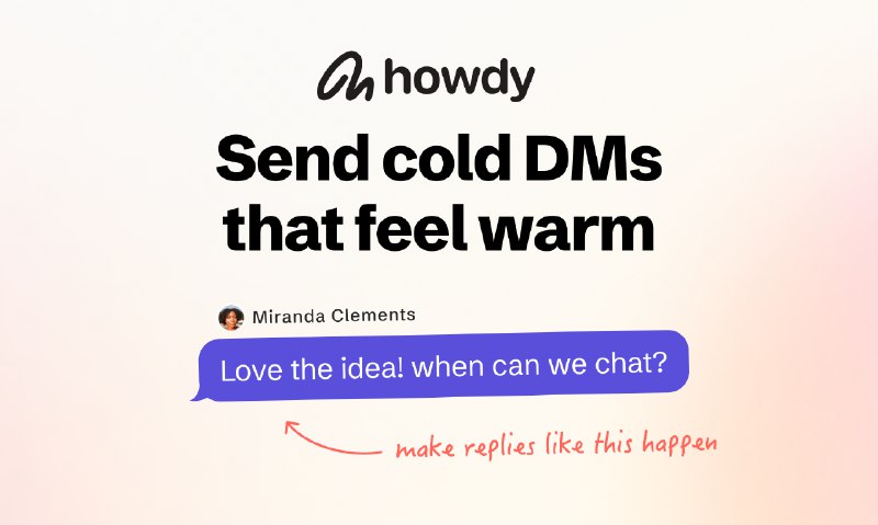 3. Howdy标语：发送让人感觉温暖的陌生直讯