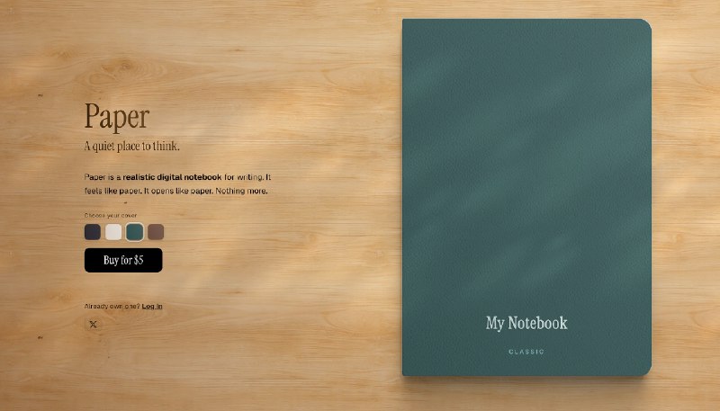 7. Paper标语：一本有200页的数字笔记本，可用于写日记和进行写作