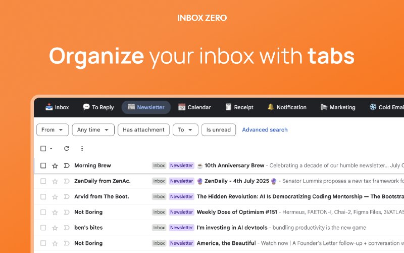 3. Inbox Zero Tabs标语：适用于 Gmail 的拆分收件箱标签功能