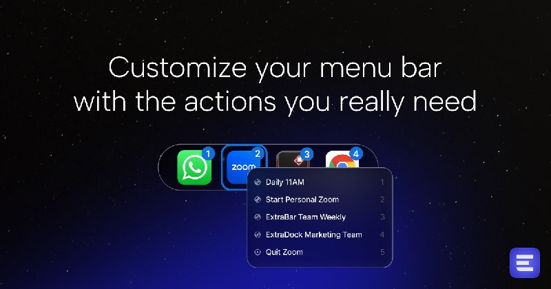 6. ExtraBar标语：创建精准的Mac操作，并通过菜单栏触发这些操作