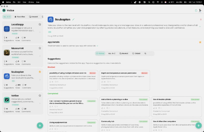 9. Votice: Feedback Manager标语：接收你苹果应用程序的建议和反馈问题