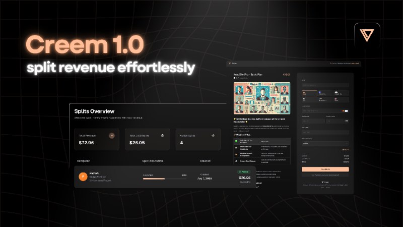 PH今日热榜 | 2025-08-271. Creem 1.0标语：与合作伙伴分享软件即服务（SaaS）收入，轻松无忧做销售