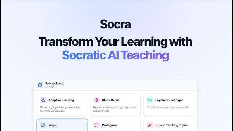 4. Socra标语：从好奇到精通：苏格拉底式学习法解析：“From Curiosity to Mastery”直译为“从好奇到精通”，简洁地表达了学习的过程和目标