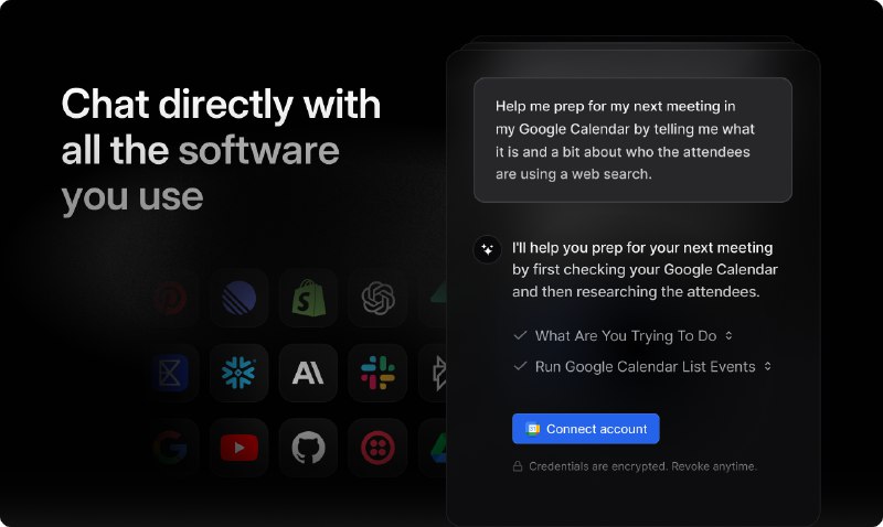 6. MCP Chat by Pipedream标语：和你的软件聊聊天，还能在超2700款应用里使用超1万种工具呢