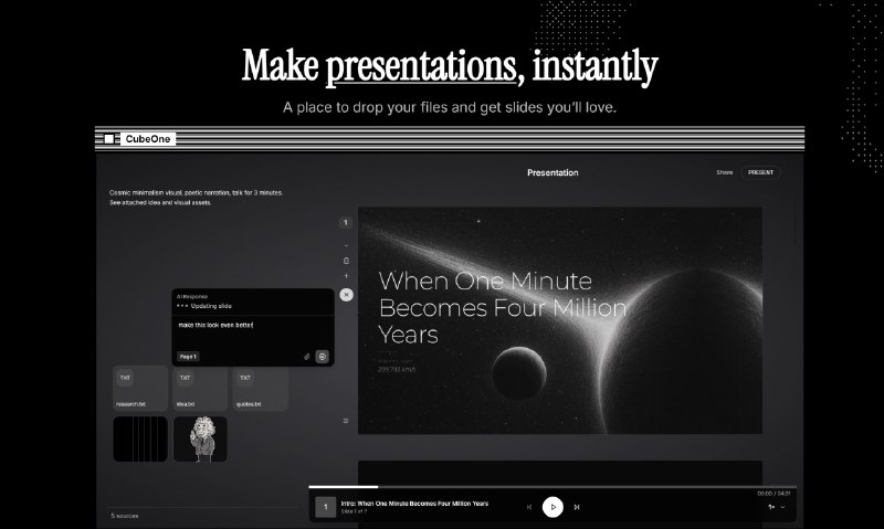 5. Presentation 2.0 by CubeOne标语：再也不用做幻灯片啦！介绍：我们让你做好充分准备，而不只是提供幻灯片