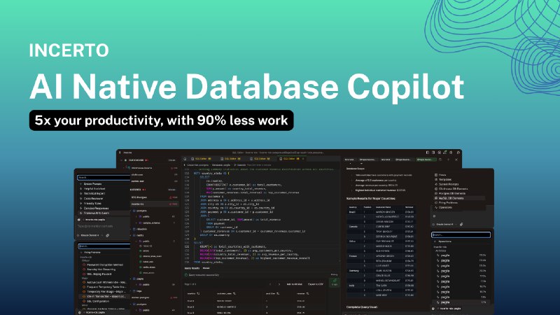 PH今日热榜 | 2025-09-051. Incerto标语：数据库的人工智能辅助工具介绍：Incerto是一款专为数据库打造的原生人工智能助手