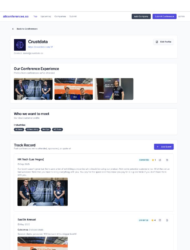 10. All Conferences标语：会议界的“产品猎手”注：ProductHunt 是一个发现新产品的平台，这里将其概念类比到会议领域，意思是有一个像 ProductHunt 一样能让大家发现各类会议的地方，所以翻译成“会议界的‘产品猎手’”，用比较形象的方式表达了类似的功能属性
