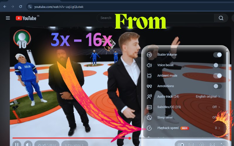 5. Youtube Custom Playback标语：使用原生风格的操控方式，可将速度提升至原来的16倍