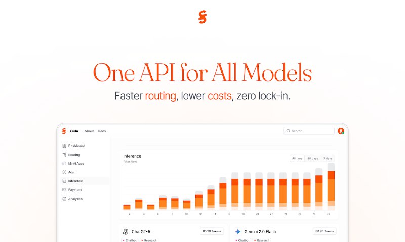 3. Sudo AI标语：一个API，适配所有大语言模型——实现路由、上下文管理与盈利功能 解释：“One API for any LLM”直译为“一个API适配任何大语言模型”，这种表述更符合日常对话风格；“routing”在IT领域常表示“路由”，即数据传输的路径选择；“context”这里结合语境可理解为对大语言模型交互时上下文信息的管理；“monetization”常见意思是“盈利”“货币化”，这里表示通过这个API实现盈利相关的操作