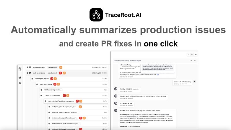 3. TraceRoot.AI标语：借助开源的、原生支持人工智能的可观测性技术，更快地修复漏洞