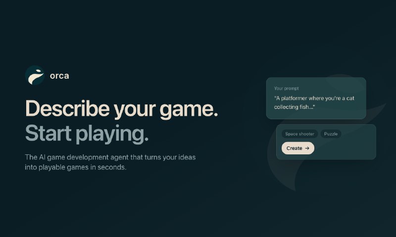 6. Orca标语：用于游戏开发的人工智能代理解释：“AI Agent”常见释义为“人工智能代理” ，“for Game Development”表示用途，即“用于游戏开发” ，整体组合起来就是“用于游戏开发的人工智能代理”，这种表述简洁明了，符合科普杂志或日常对话的风格