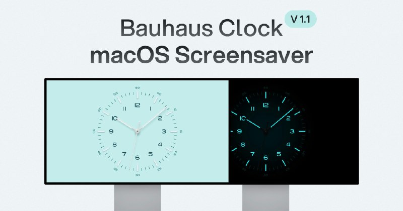 10. Bauhaus Clock标语：适用于 macOS 系统的精美时钟屏保介绍：用包豪斯时钟（Bauhaus Clock）让你的 Mac 闲置时间焕然一新！这是一款受包豪斯设计风格启发的简约模拟屏保