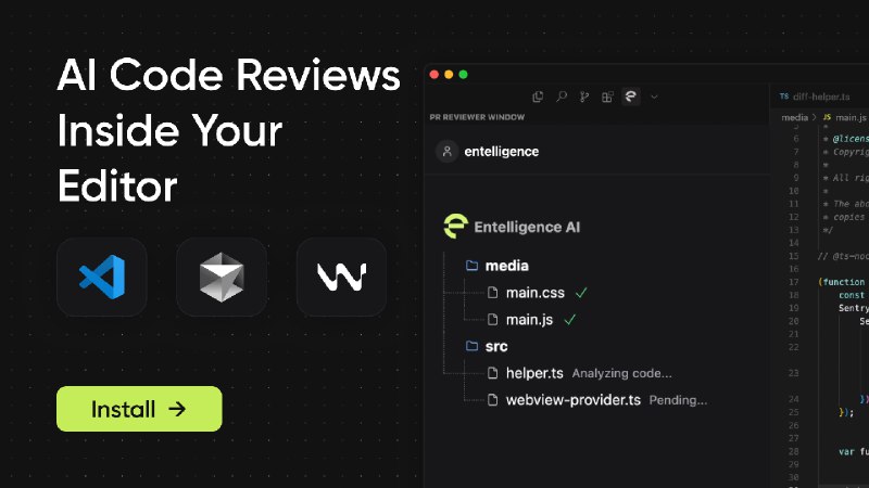 3. EntelligenceAI VSCode Extension标语：在合并代码之前，直接在集成开发环境（IDE）里审查你的代码！介绍：在你编写代码时就能发现漏洞、问题和性能方面的毛病