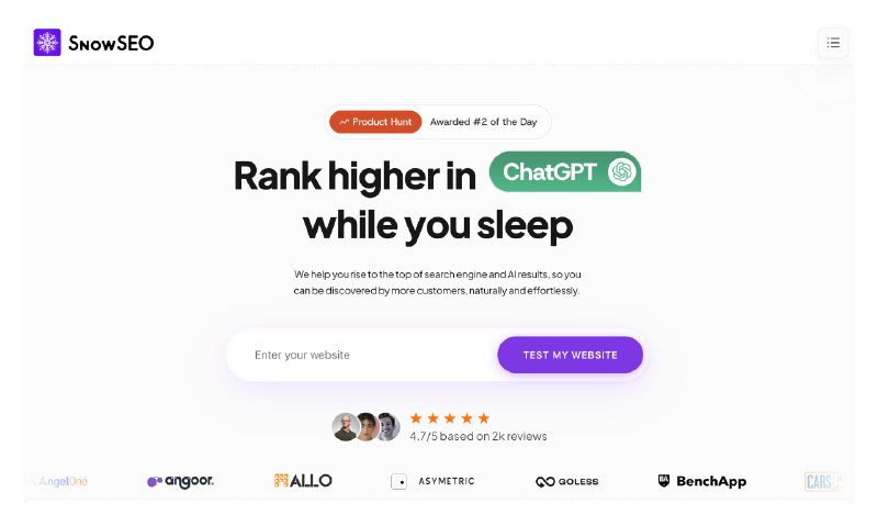 3. SnowSEO 2.0标语：在你酣睡之时，我们在搜索和人工智能领域已独占鳌头