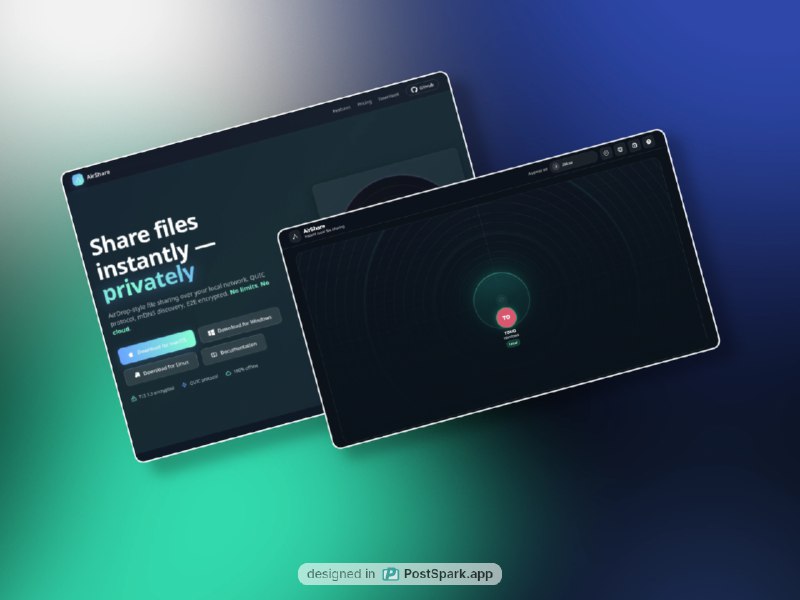 7. AirShare标语：类似隔空投送的文件共享方式，既能实现本地分享，也能进行全球范围的文件传输
